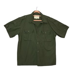 TS XL Mens Green US Army Short Sleeve Regular Button Up Cold Weather Field Shirt